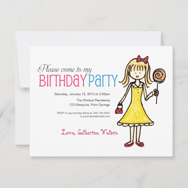Lollipop, Chicas invitaciones a la fiesta de cumpl (Anverso)