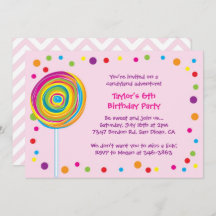 Lollipop Invitaciones Candyland Birthday Party Pin