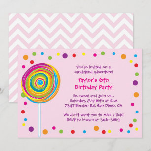 Lollipop Invitaciones Candyland Birthday Party Pin