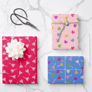 Lollipops cardíacos - Trío de papel envuelto