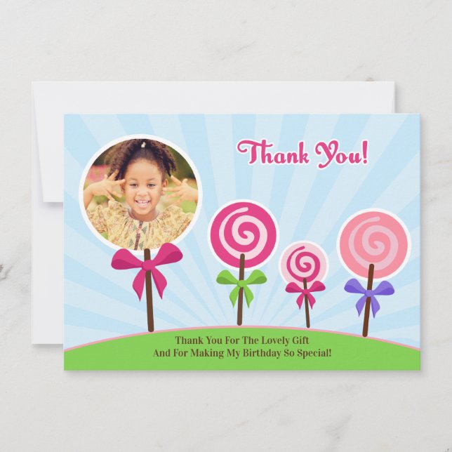 Lollypop Tarjeta de fotos de agradecimiento (Anverso)