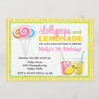 Lollypops e invitación de la fiesta de cumpleaños
