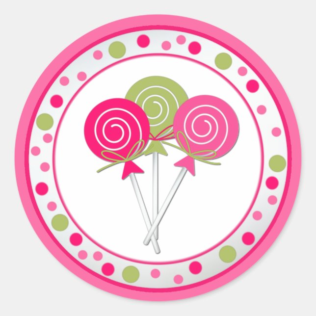 Lollypops Pegatina de la fiesta de cumpleaños (Anverso)