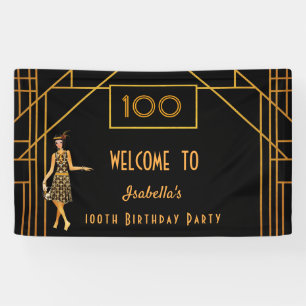 Lona 100 cumpleaños oro negro de 1920