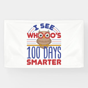 Lona 100 días de maestría más inteligente con búhos esc