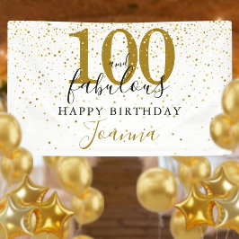 Lona 100 y Fabuloso Cumpleaños Elegante Dorado y Negro