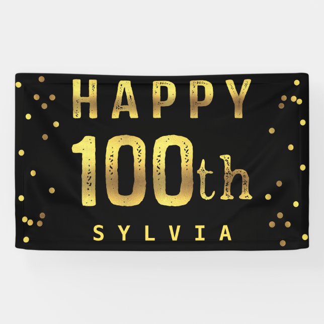 Lona 100o falso negro feliz del confeti del Relieve (Horizontal)