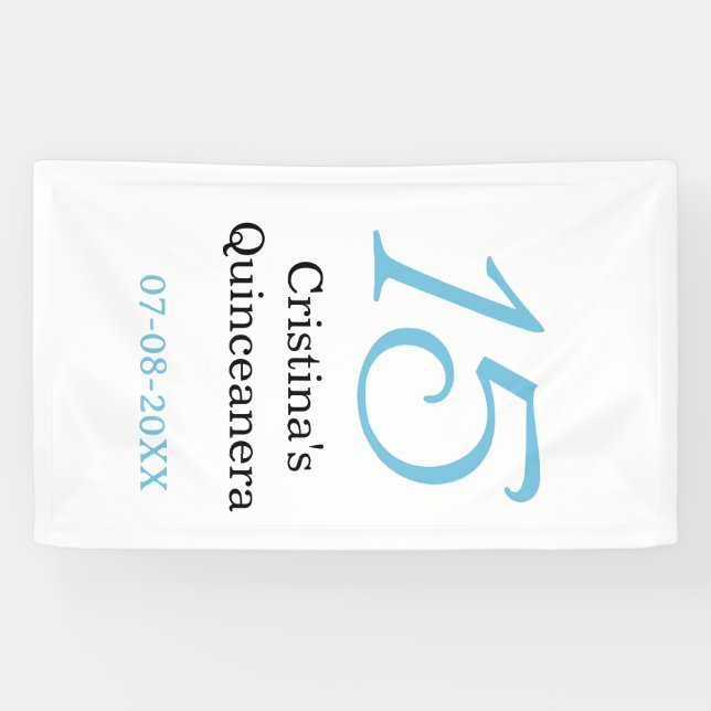 Lona 15th quinceanera birthday blue black bold letter n (Horizontal)