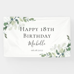 Lona 18.º cumpleaños Eucalyptus Greenery Bienvenida mod