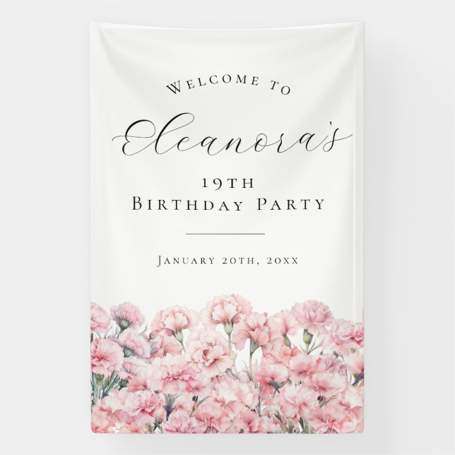 Lona 19th Birthday Party January Birth Flower Welcome (Vertical)