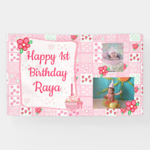 Lona 1ra bandera personalizada del cumpleaños para el