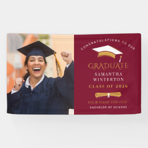 Lona 2023 Graduation Photo Gold Burgundy Grad Party