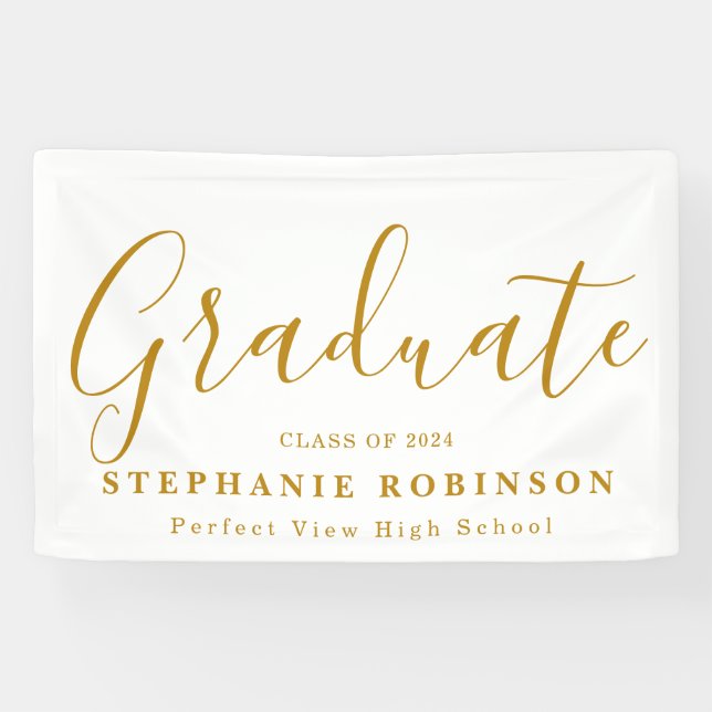 Lona 2024 Modern Gold Script Graduation Party (Horizontal)