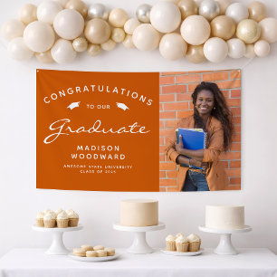 Lona 2026 Foto Graduación Naranja Tostado Blanco Escrit