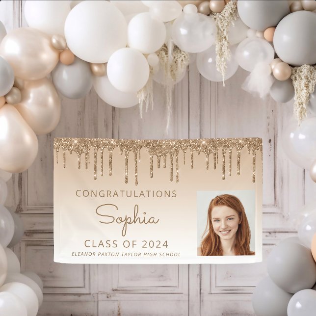 Lona 2026 Foto Graduation Drip Brillo Dorado (Subido por el creador)