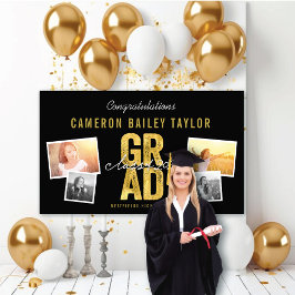 Lona 2026 GRAD 4 Fiesta de Graduación Bold Gold Foil