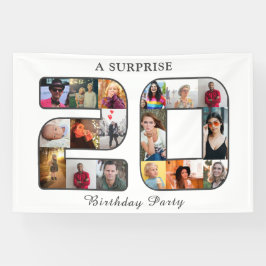 Lona 20.º Collage de fotos de la fiesta de cumpleaños