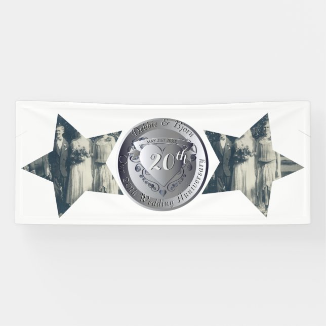 Lona 20° Aniversario del Boda Platino Fotos de 2 Estrel (Horizontal)