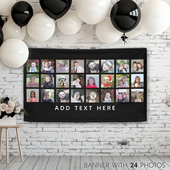 Lona 24 plantilla de fotos Collage Grid con texto Perso (Photo Banner)