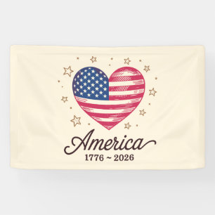 Lona 250 Años Bandera Corazón 1776 2026 250º 4 de Julio