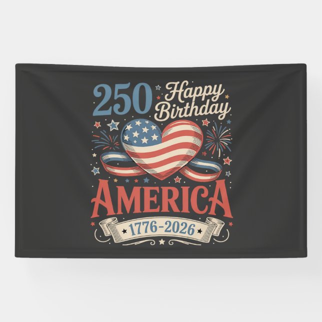 Lona 250 cumpleaños USA 250 años (Horizontal)