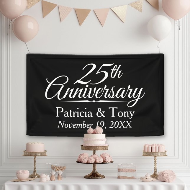Lona 25.º aniversario Boda personalizado (Custom Anniversary Banner)