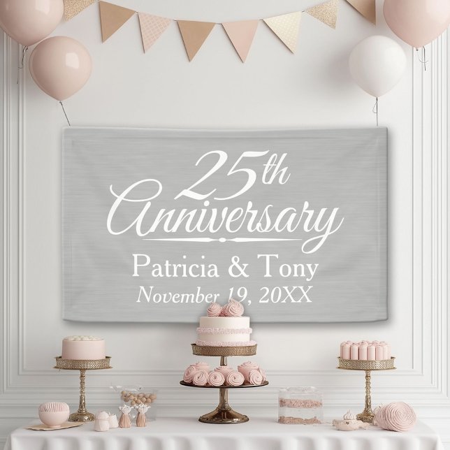 Lona 25.º aniversario Boda personalizado (Custom Anniversary Banner)