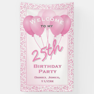 Lona 25.º Patrón de número aleatorio rosa y blanco d
