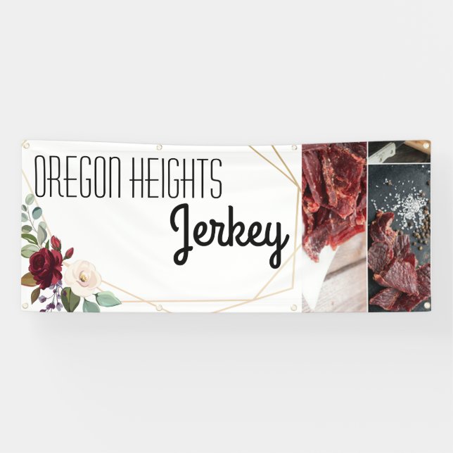 Lona 2.5'x6' Invitación de negocios White Roses Gold Ge (Horizontal)