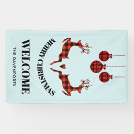 Lona 2 Navidades de ciervo saltando al estilo rústico