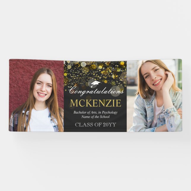 Lona 2 Photos Congratulations Golden Bokeh Graduation (Horizontal)