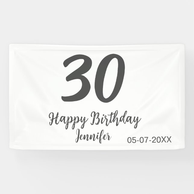 Lona 30.ª fecha de adición de cumpleaños año plantilla  (Horizontal)