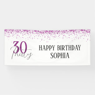 Lona 30.ª feliz cumpleaños Purpurina Rosa oscuro Girly