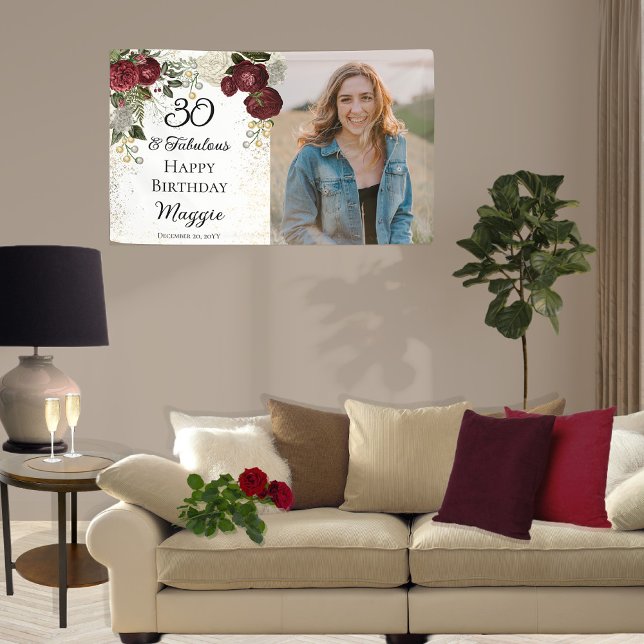 Lona 30 y fabulosa fiesta de cumpleaños floral Glam Ros (Subido por el creador)