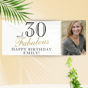 Lona 30 y Fabulous Elegant Script 30th Birthday Photo