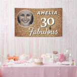 Lona 30 y Fabulous Gold Purpurina 30th Birthday Photo<br><div class="desc">30 y Fabulous Gold Purpurina 30th Birthday Photo Banner. Fondo de la celebración de los 30 años. Personaliza con nombre y foto.</div>