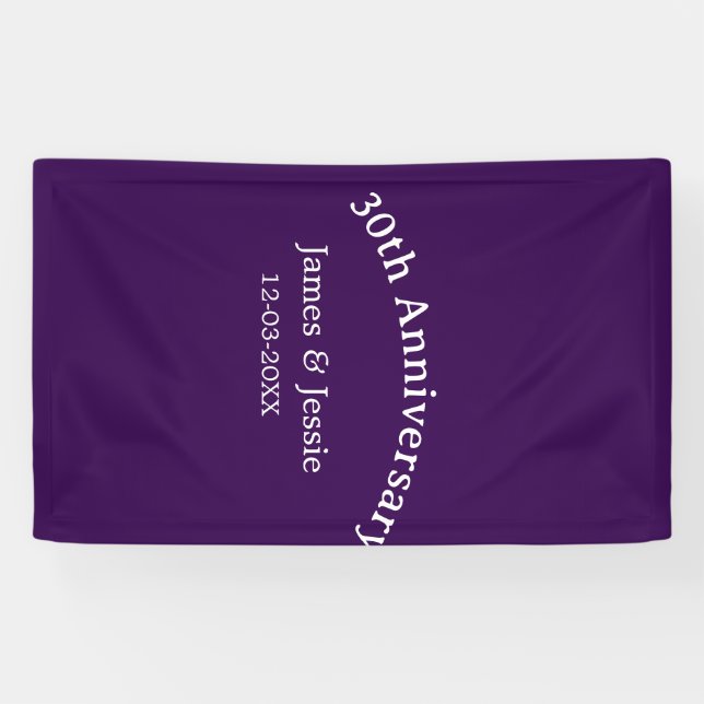 Lona 30th wedding anniversary name date purple simple  (Horizontal)