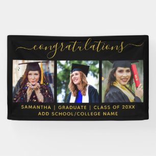 Lona 3 Foto Black Gold Felicitaciones Graduado 2022
