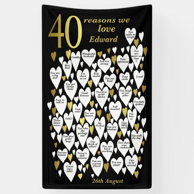 Lona 40.º cumpleaños 40 razones por las que te queremos (Vertical)
