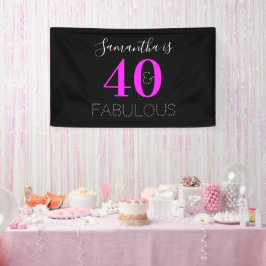 Lona 40.º Cumpleaños Personalizado 40 y fabuloso Modern