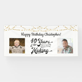 Lona 40.º cumpleaños Retro Gold String Lughts 2 Foto