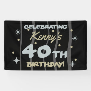 Lona 40.º Fiesta de cumpleaños añada tu nombre