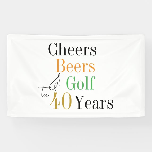 Lona 40.º Fiesta de golf de Birthday Cheers Beers (Horizontal)