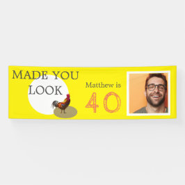 Lona 40.º gallo de pollo con foto de cumpleaños