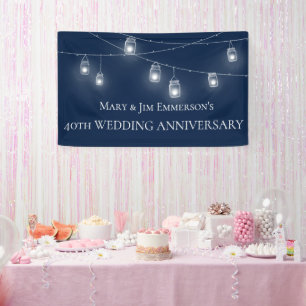 Lona 40 Aniversario de Boda - Luces de Cadena - Banner