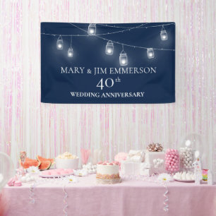 Lona 40 Aniversario de Boda - Luces de Cadena - Banner