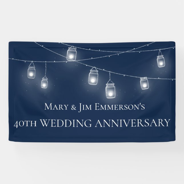 Lona 40° Aniversario del Boda - Luces de cuerdas - Cart (Horizontal)