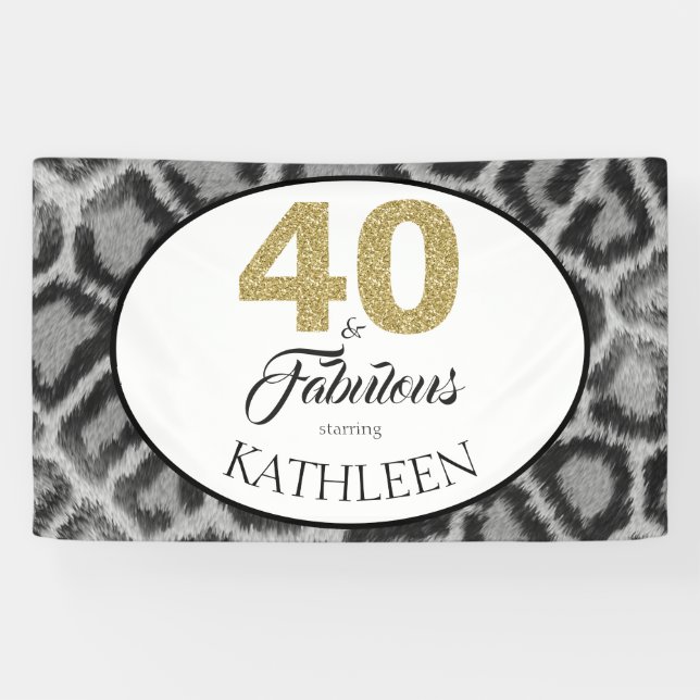 Lona 40 y cumpleaños del personalizado fabuloso 40.o (Horizontal)