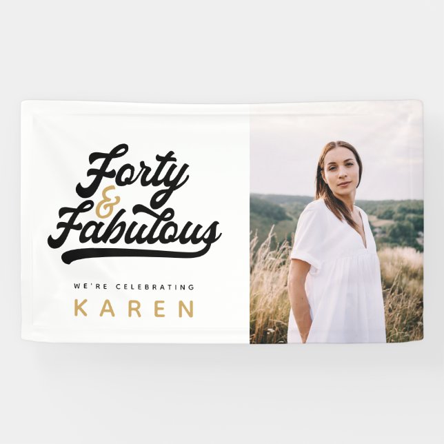 Lona 40 y fabuloso cartel de fotos de cumpleaños (Horizontal)