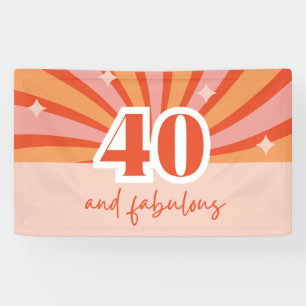 Lona "40 y fabuloso", cartel retro de fiesta de cumplea